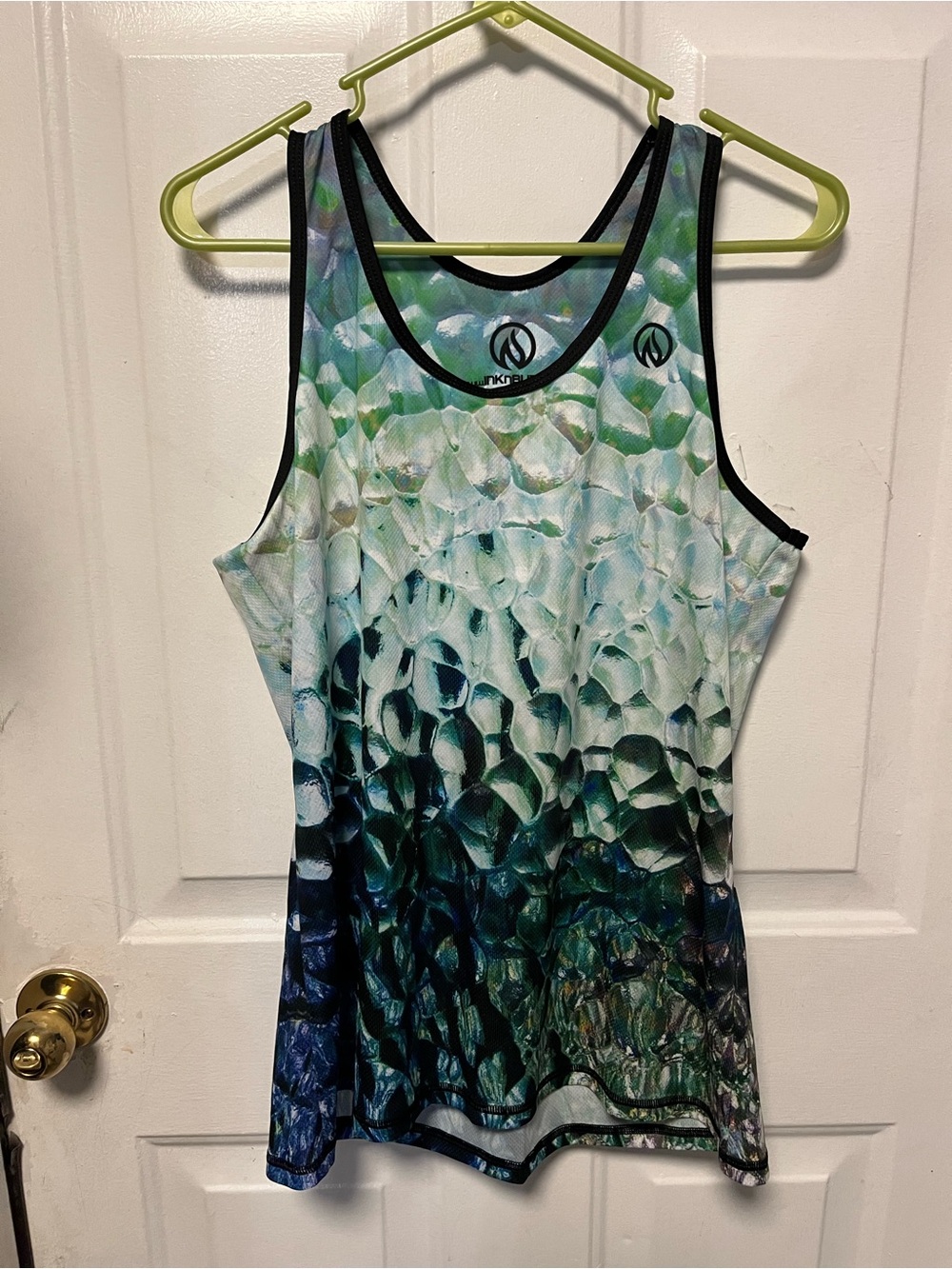 INKnBURN Green Teal Ombre Bubble-Print One-Piece Swim